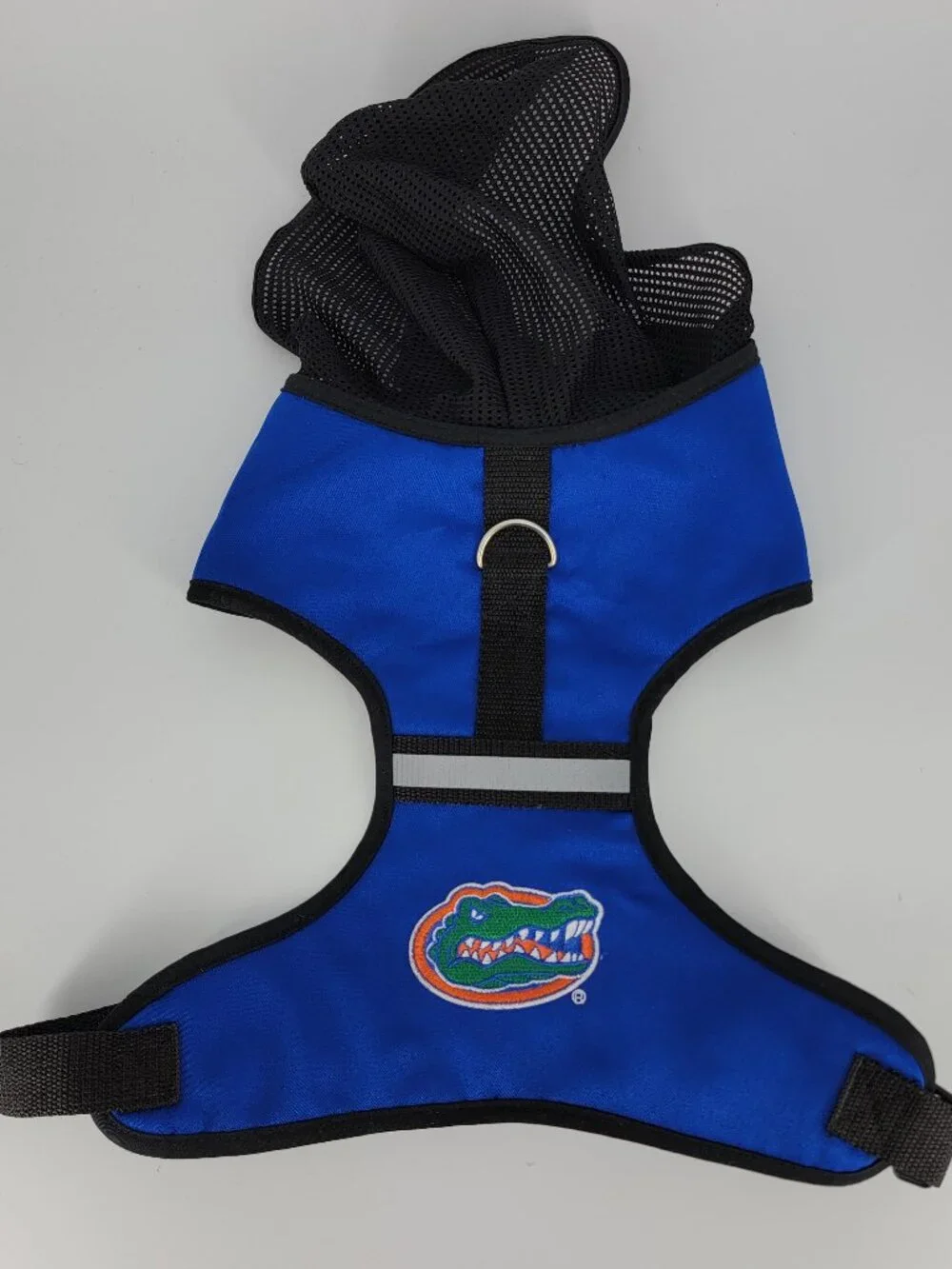 Florida Gators Hooded Harness Blue Black Reflective Stripe Mesh Large Dog